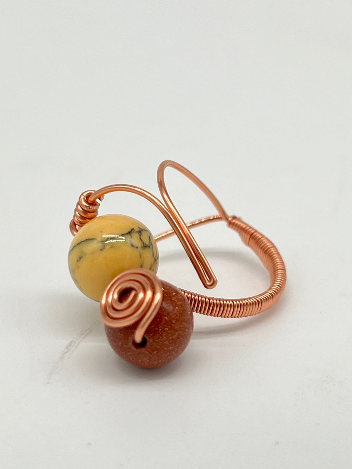 Gemstone Wirework Rings - Sun Stone & Honey Magnesite
