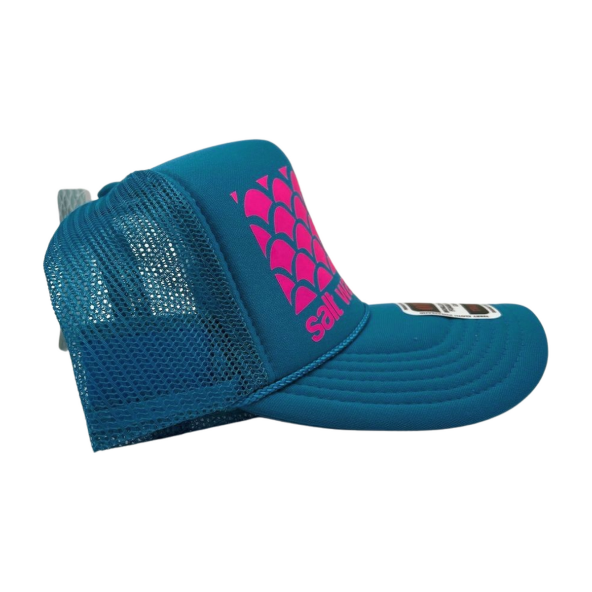 Salt Water Heals Ehukai Trucker Hat - Hot Pink on Teal