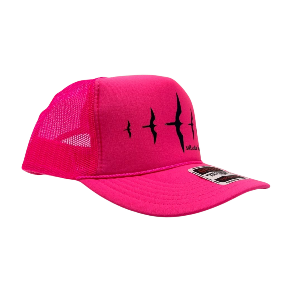 Pop-Up Mākeke - Saltwater Heals - Five 'Iwa Trucker Hat - Neon Pink - Side View