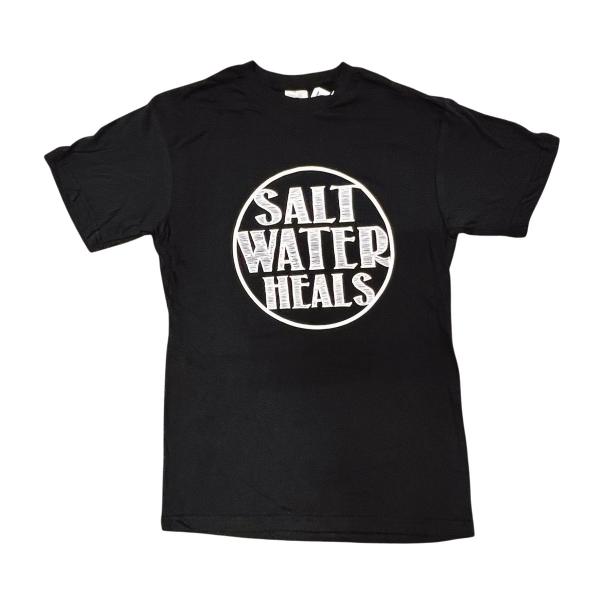 Pop-Up Mākeke - Saltwater Heals - Men's SWH Circle Logo Short Sleeve T-Shirt - Black