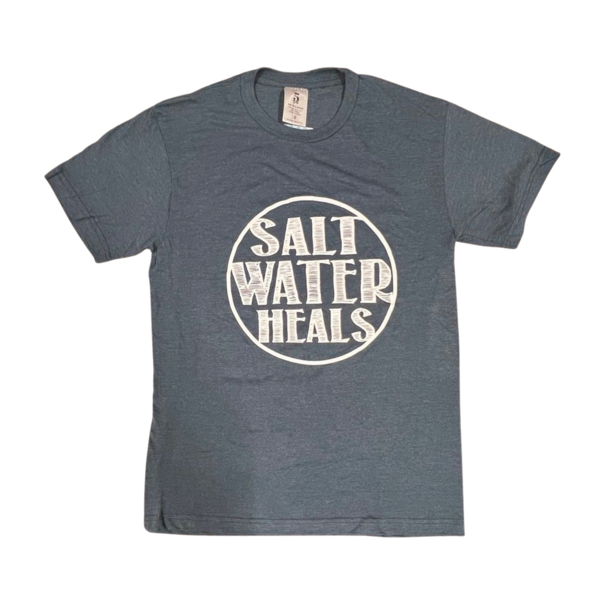 Pop-Up Mākeke - Saltwater Heals - Men's SWH Circle Logo Short Sleeve T-Shirt - Slate Blue