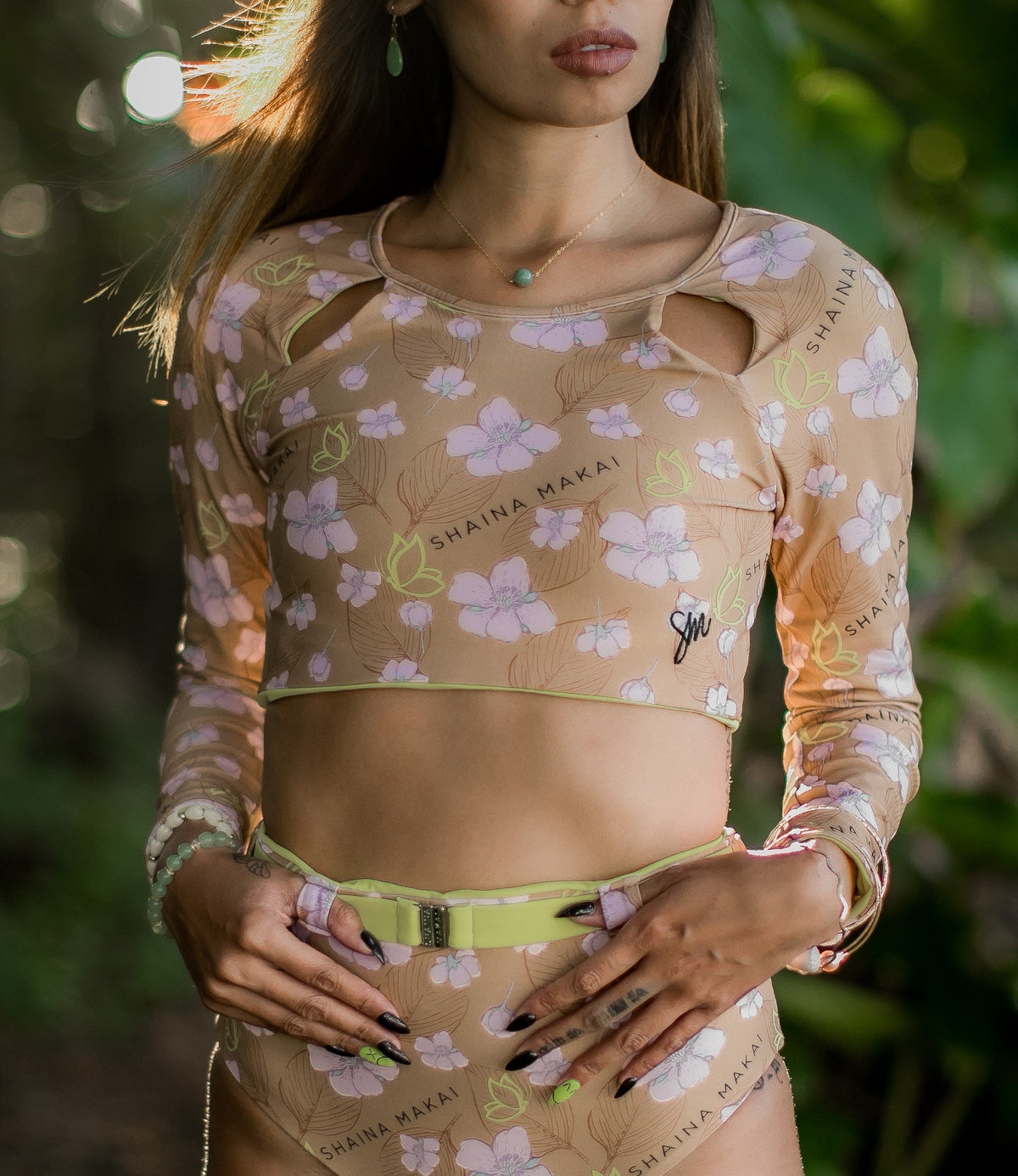 Pop-Up Mākeke - Shaina Makai - Richard Reversible Long Sleeve Swim Top - Johnny Print & Yellow
