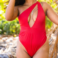 Pop-Up Mākeke - Shaina Makai - Stephen One Piece Swimsuit - Hibiscus Red - Front View