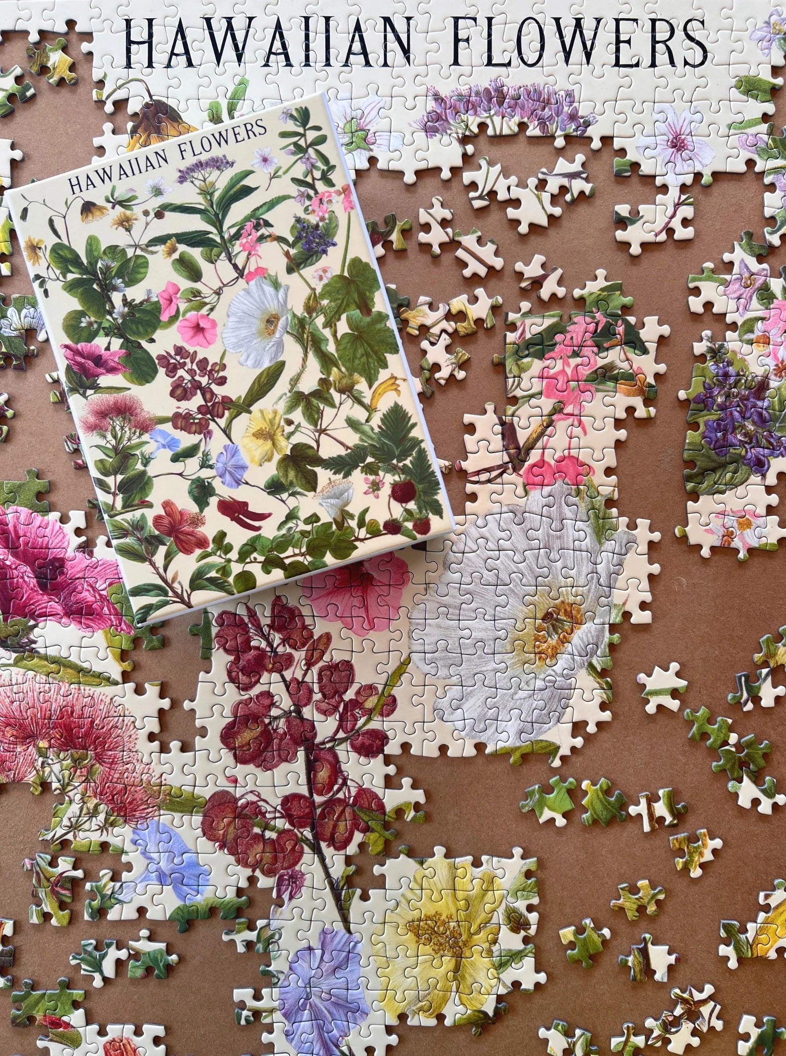 Pop-Up Mākeke - Surf Shack Puzzles - Hawaiian Flowers by Laulima Hawaiʻi 1000-Piece Puzzle - Front View