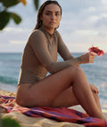 Pop-Up Mākeke - Tag Aloha - Beach Towel - Aloalo with Hawaiian Airlines - In Use