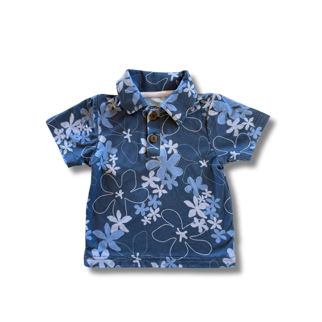 Pop-Up Mākeke - The Keiki Department - Bamboo Kalei Athletic Polo Shirt - Plumeria - Front View