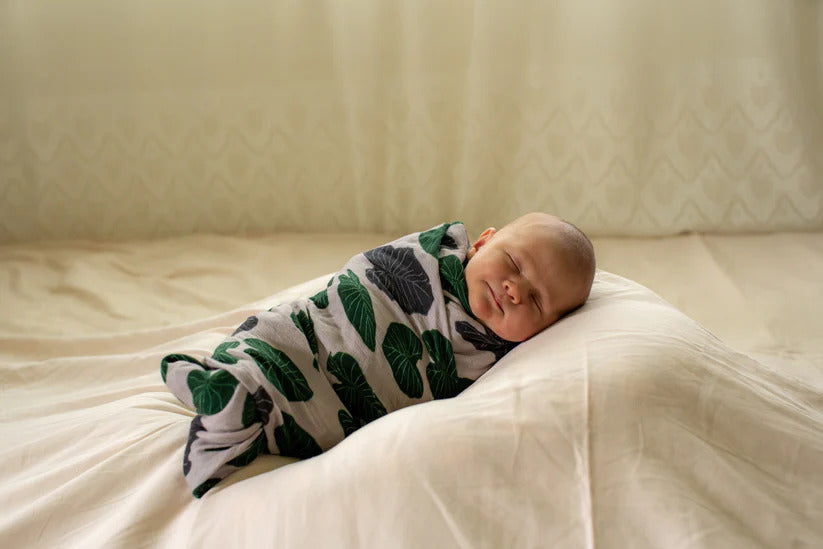 Pop-Up Mākeke - The Keiki Department - Bamboo Muslin Baby Swaddle Blanket - Camo Kalo - Front View