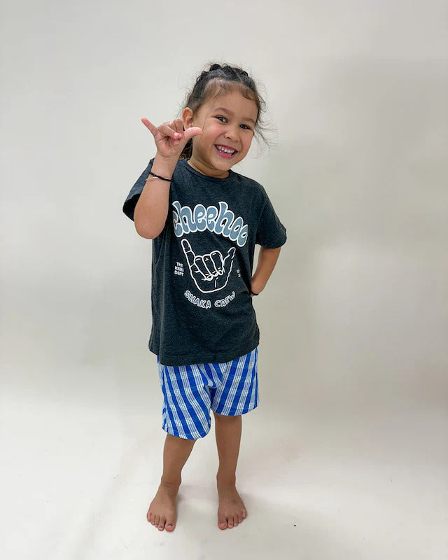 Pop-Up Mākeke - The Keiki Department - Palaka Harem Keiki Shorts - Royal Blue - Front View