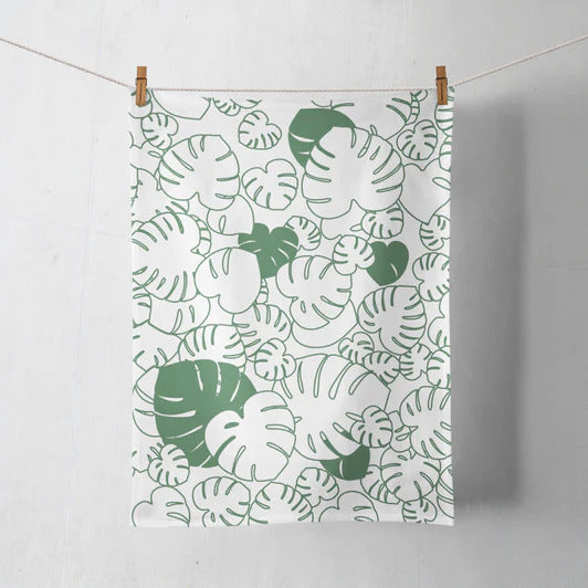 Pop-Up Mākeke - Workshop 28 HI - Cotton Dishcloth - Olive Monstera