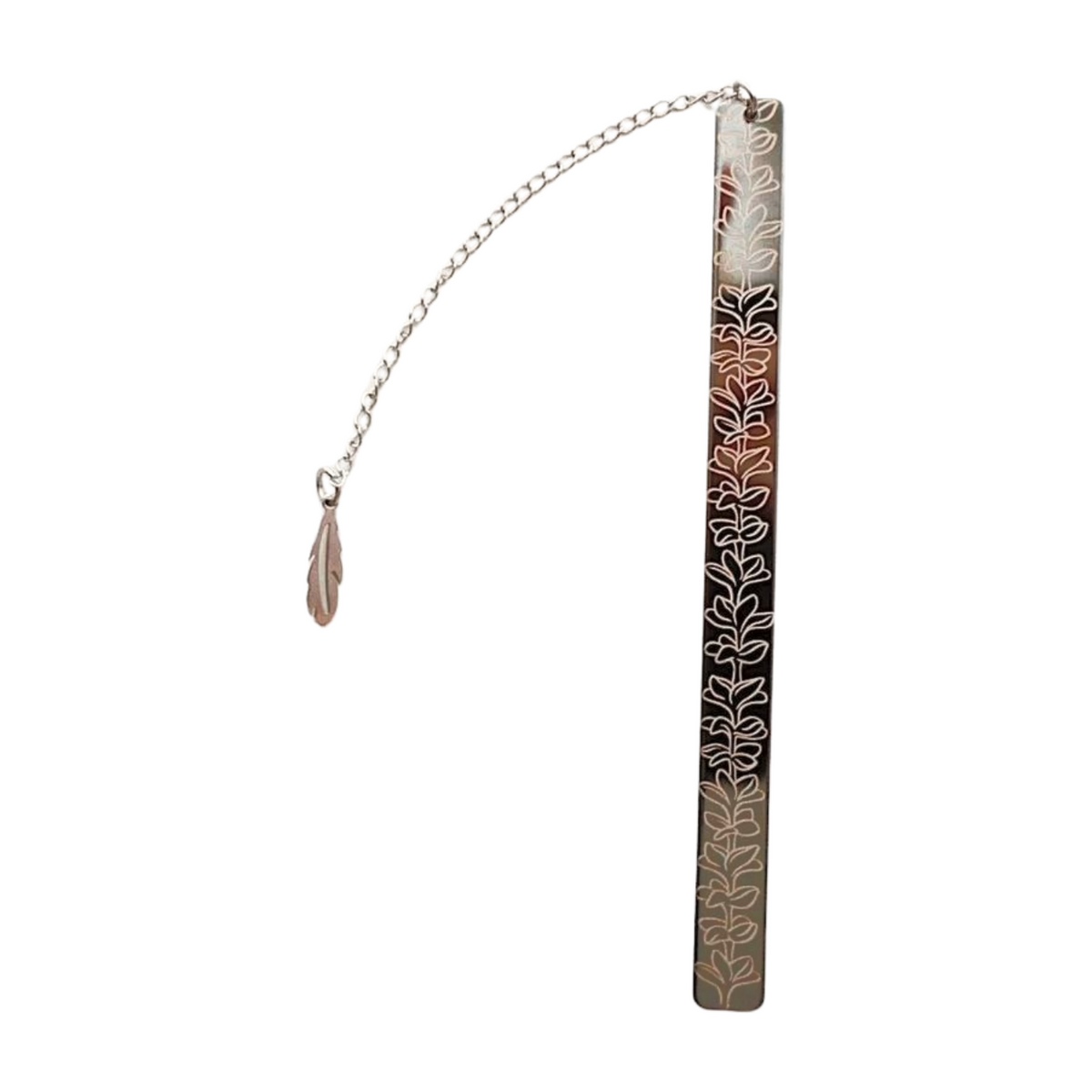 Pop-Up Mākeke - HI Darling Shop - Black Stainless Steel Bookmark - Plumeria - Front View