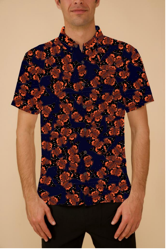 Pulelehua Dark Navy Aloha Shirt Relaxed