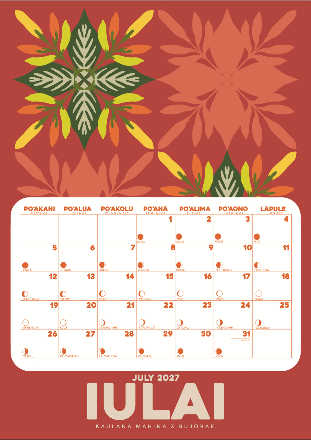 2027 Makahiki Wall Calendar