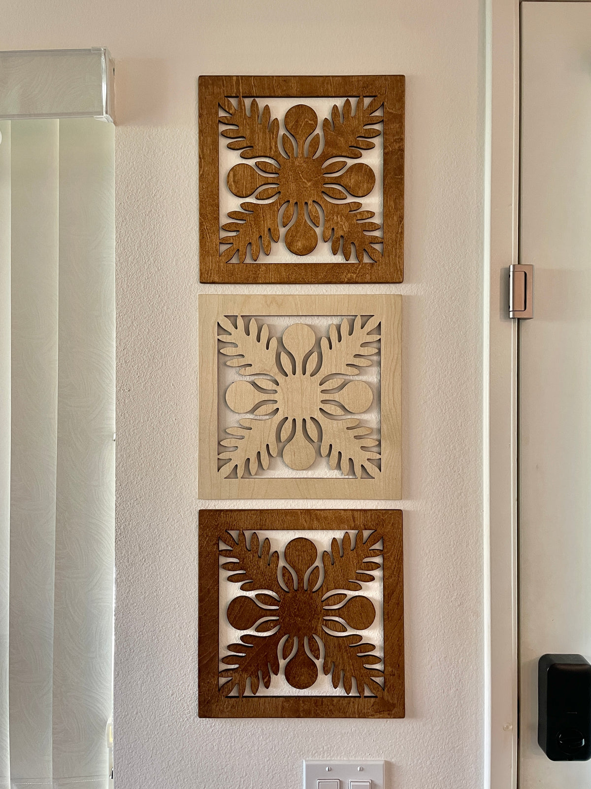 Hawaiian Quilt Laser Cut Wooden Wall Panels (Anthurium, Monstera, Kalo)