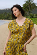 Women's Zen Top - Cotton Leaf in Citrus/Cream/Taupe