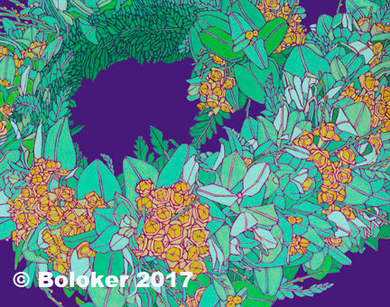 Judd Boloker 153 Haku with Ohia Lehua Calyxes Small Print 11x14"