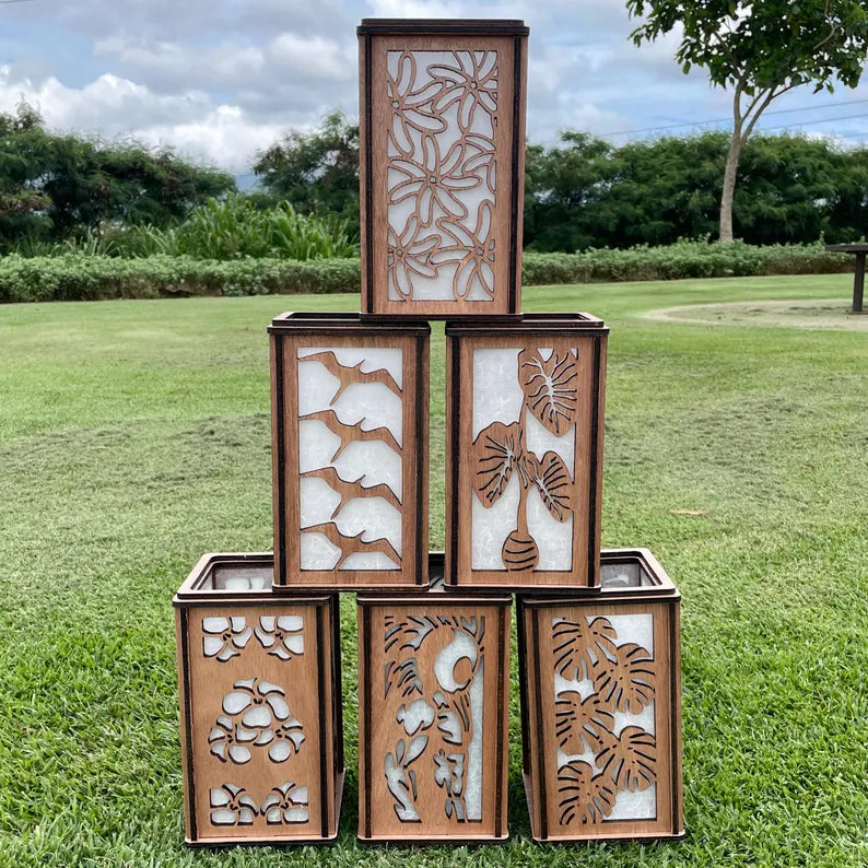 Laser Cut Wooden Hawaiian Tea Light Lanterns