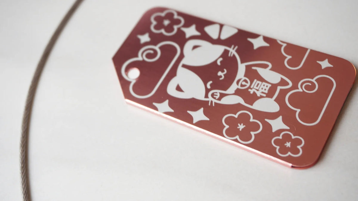 Window Luggage Tag - Lucky Cat/Light Pink