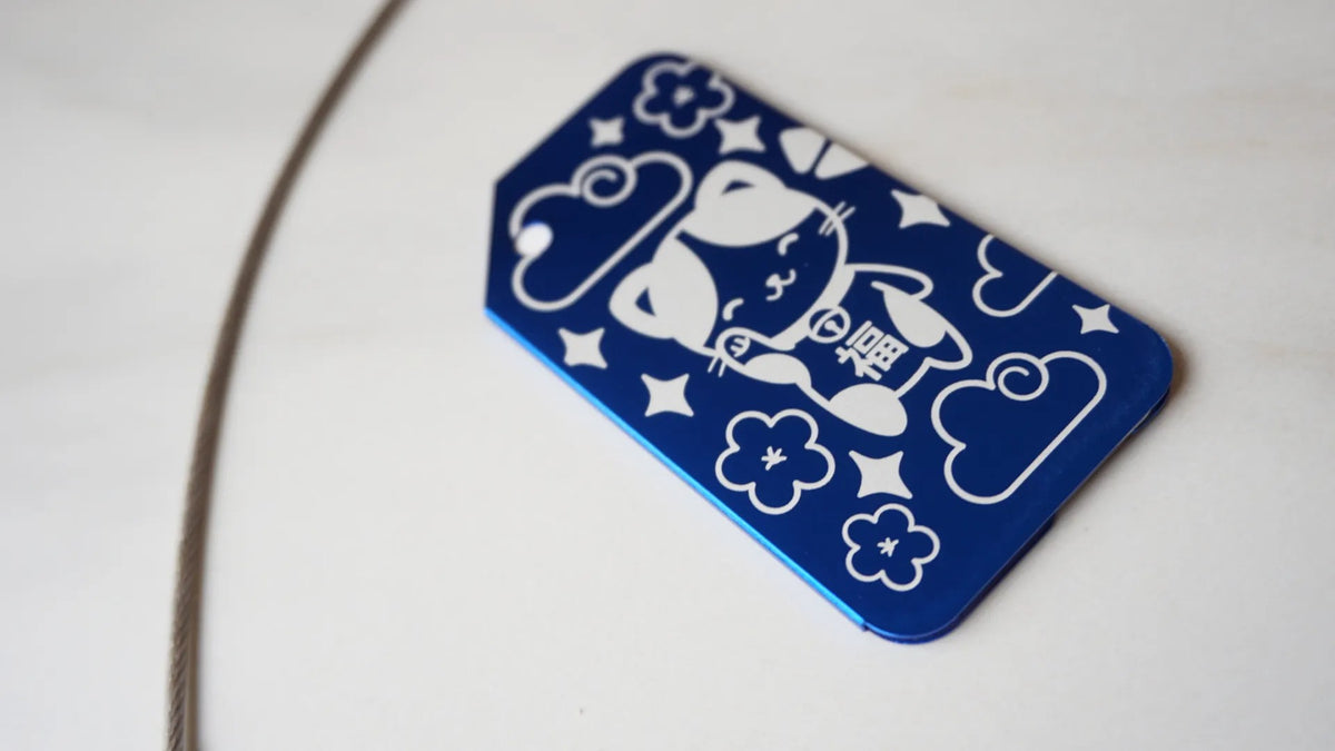 Window Luggage Tag - Lucky Cat/Blue