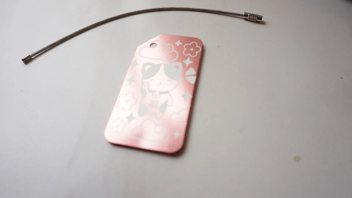 Window Luggage Tag - Lucky Cat/Light Pink