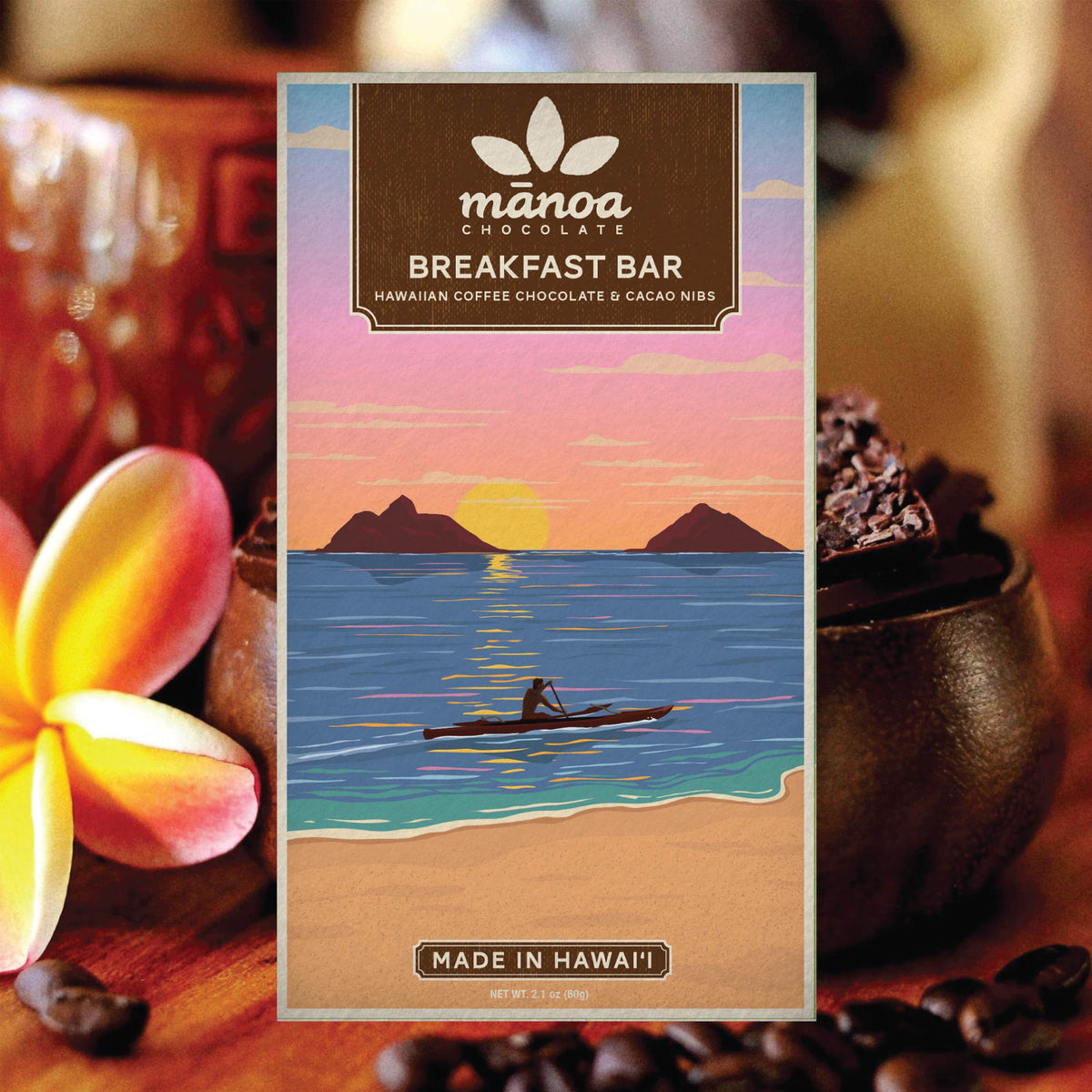 Manoa Chocolate Breakfast Bar 60% Dark Milk Chocolate