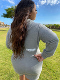 Cropped Top Sweater & Shorts Set - Feather Gray