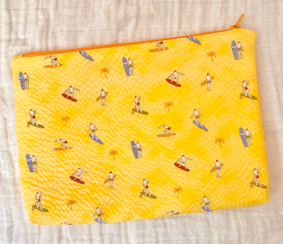 Pop-Up Mākeke - Crystal Rose Label - Sunshine Surfer Soft Zippered Pouch - Front View