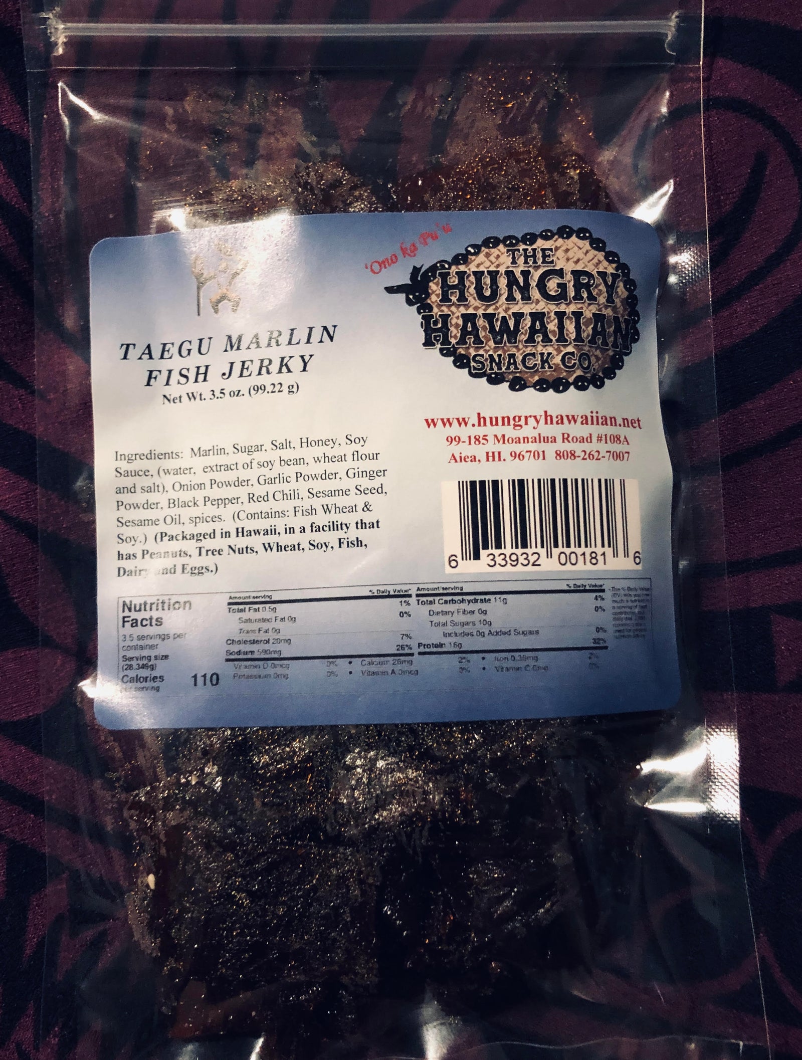 Pop-Up Mākeke - FunDelicious Creations - Taegu Marlin Fish Jerky - White Backing
