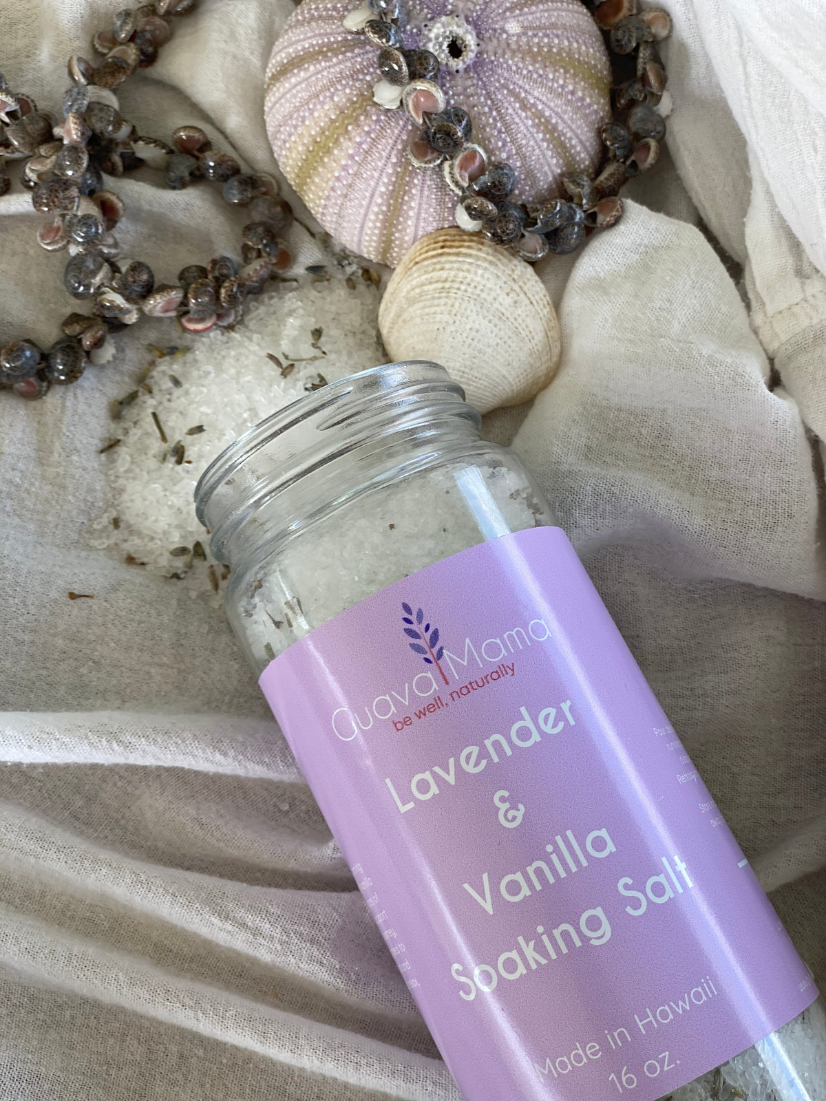Pop-Up Mākeke - Guava Mama - Lavender & Vanilla Soaking Bath Salts - Front View