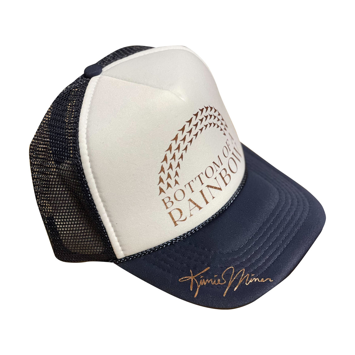 Pop-Up Mākeke - Haku Collective - Bottom Of A Rainbow Youth Trucker Hat - Rose Gold - Front View