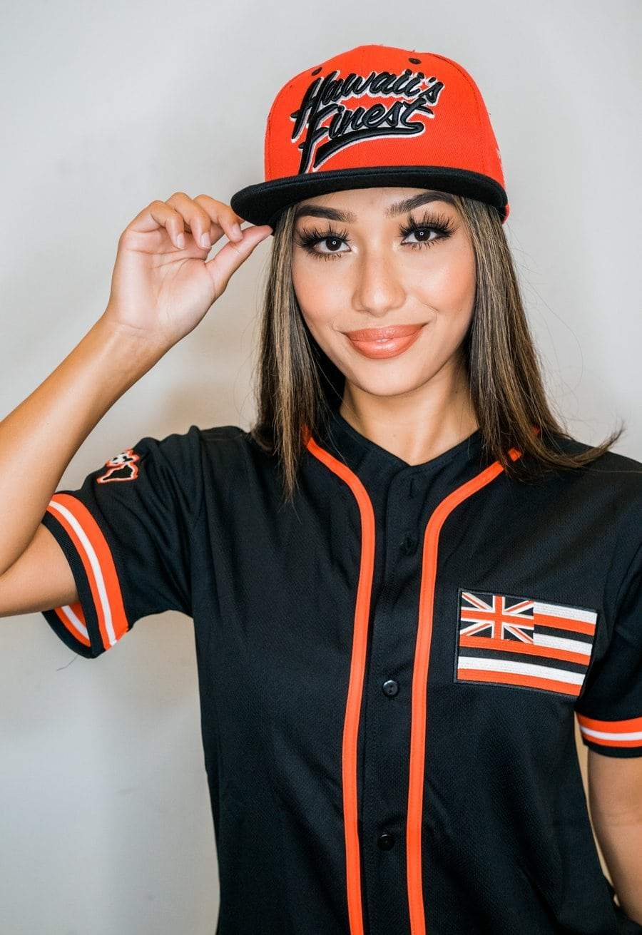 Red & Black Script Snapback Hat