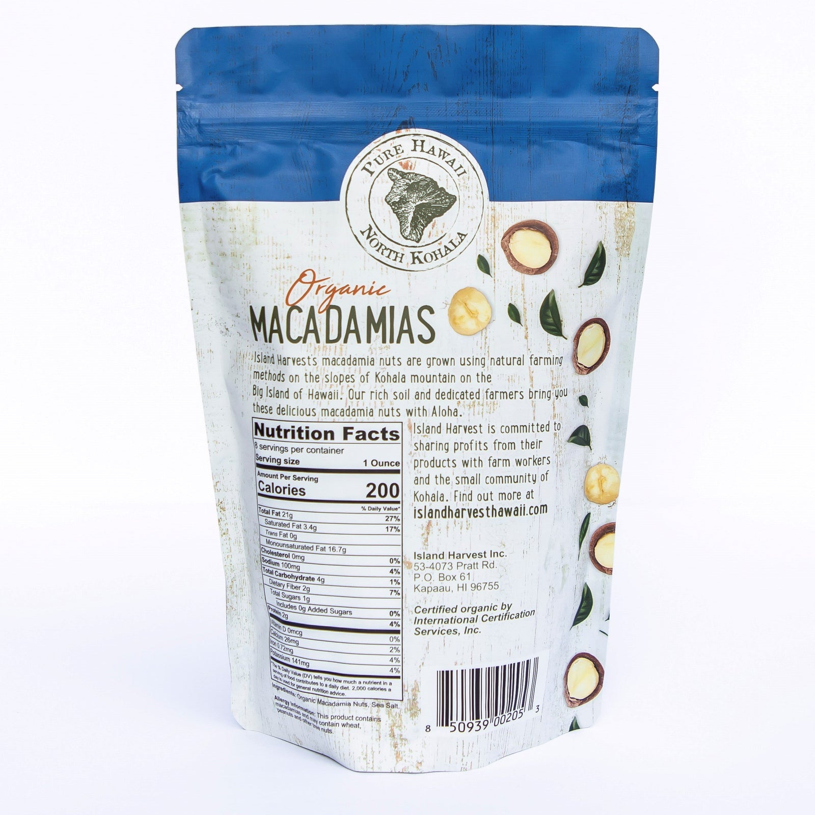 Pop-Up Mākeke - Island Harvest - Organic Macadamia Nuts with Sea Salt - Front View