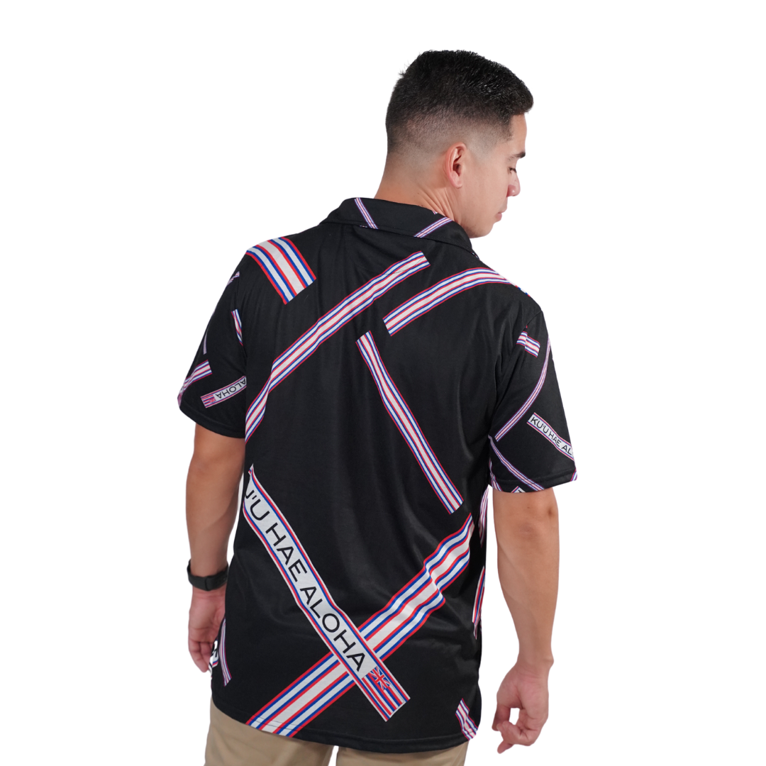 Pop-Up Mākeke - Kini Zamora - Kuʻu Hae Aloha Polo Shirt - Front View
