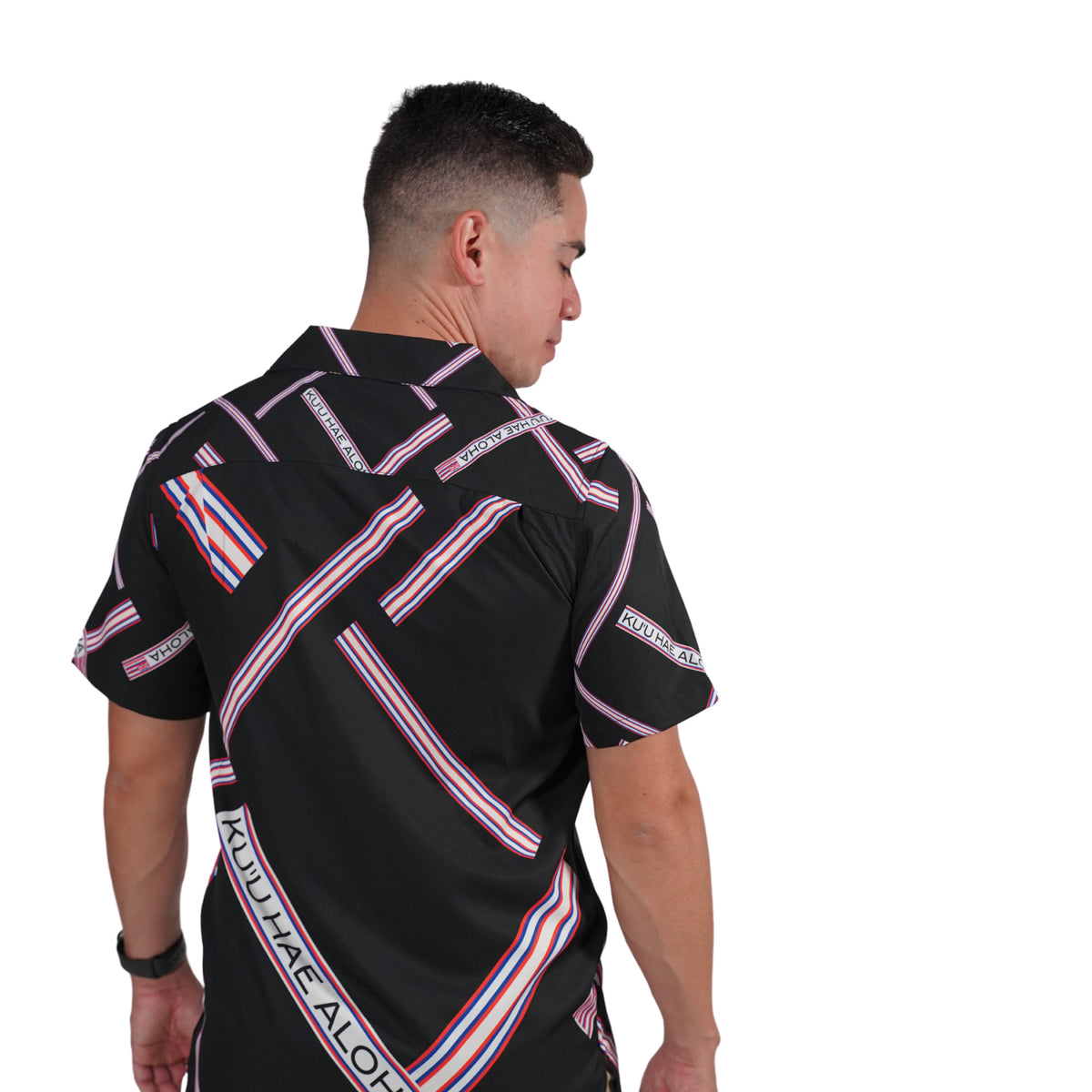 Pop-Up Mākeke - Kini Zamora - Kuʻu Hae Aloha Shirt with Pocket - Front View