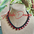 Red & Black Picasso Pear Drop Necklace